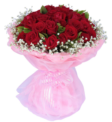恋爱时刻：19朵顶级红玫瑰,配绿叶和满天星