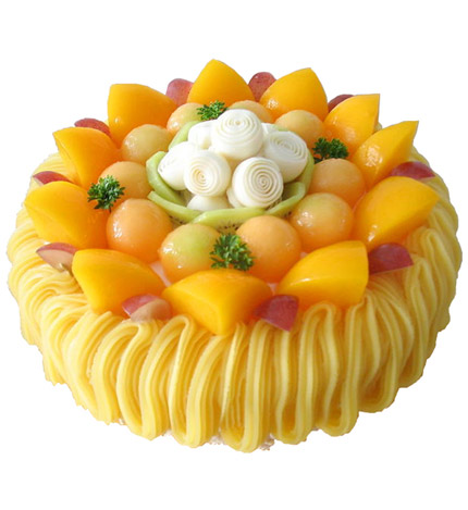 秋的问候：圆形水果蛋糕